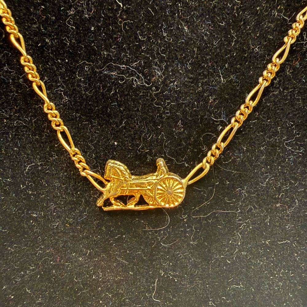 Vintage Celine Gold Necklace with Chariot Pendant - Picture 2 of 3